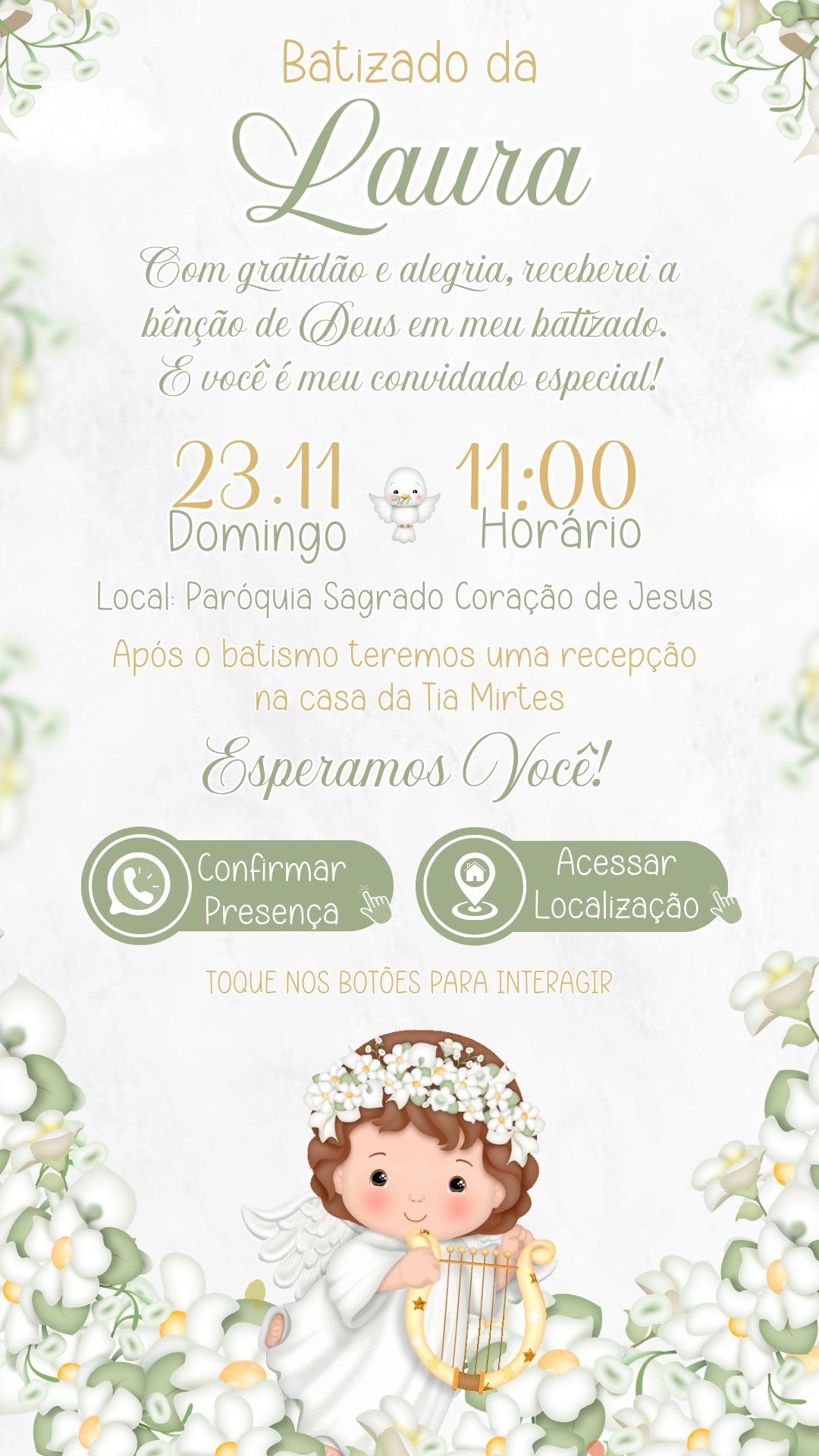 Convite Interativo - Batizado Menina — imagem principal